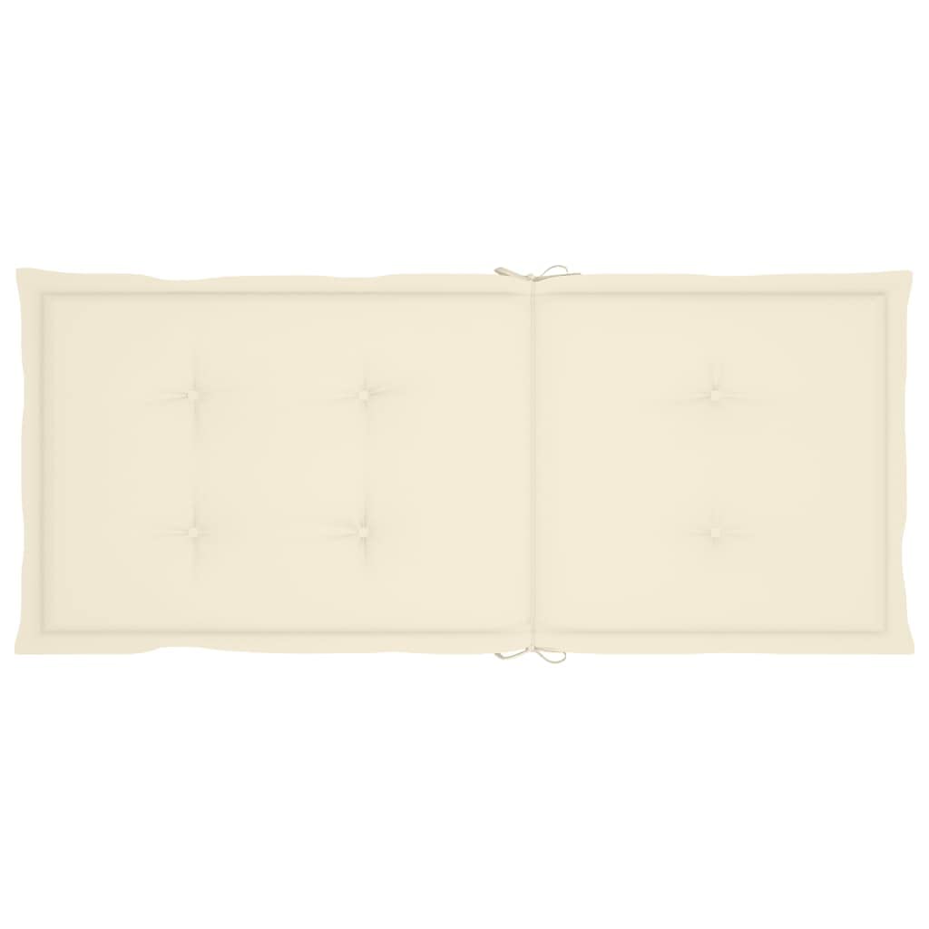 Cuscini per sedia da giardino, 2 pezzi, per sedie a sdraio con schienale alto, design universale, per interni ed esterni, balcone, terrazza, con 2 laccetti, color crema, 120 x 50 x 3 cm
