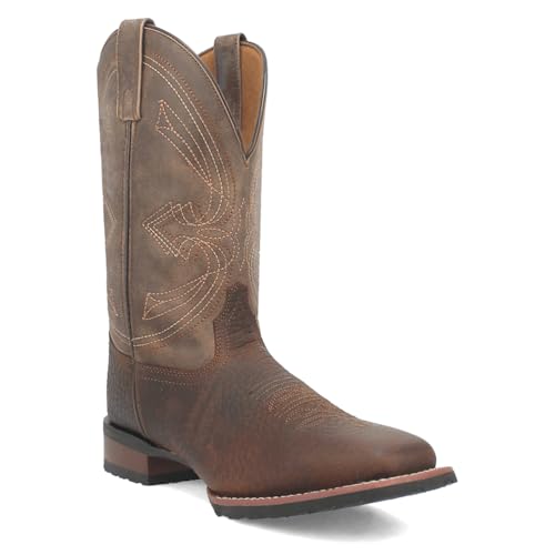 Laredo Mens Elias Embroidered Square Toe Casual Boots Mid Calf - Brown - Size 13 W2