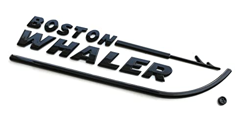 Image of 1pc Boston Whaler Emblem 3D Badge Nameplate Letter Size 8-3 /4 inch X 2 inch Peel and Stick (Glossy Black)