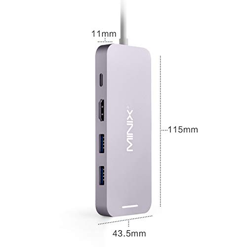 MINIX M.2 SSD Storage Adapter, Aluminium USB-C Multiport SSD Storage Hub with HDMI [4K @ 30Hz], 2 x USB 3.0 and USB-C for Power Delivery, Compatible with Apple MacBook. (240GB+Space Gray) - Thumbnail 6