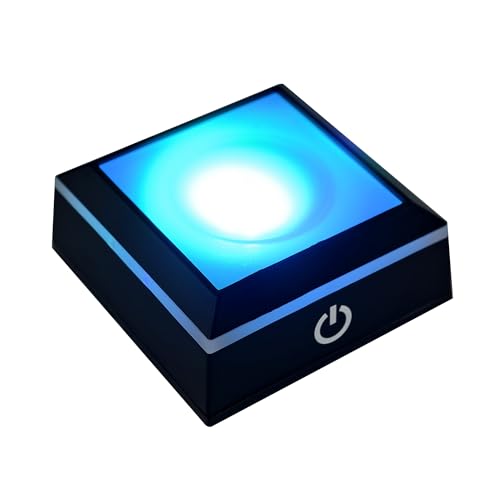 Image of LED Crystal Display Base - 6-Color Touch Light for 3D Glass Art, Home Decor & Gift Display (2.68x2.68in ABS Platform) Set of 2