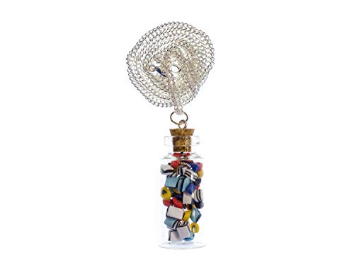 Chaîne à maillons argenté Miniblings et son collier réglisse en verre