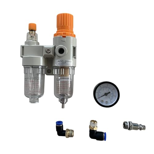 Image of Tire Changer Air Pressor Oil Water Regulator Separator with Pressure Gauge, Filter Lubricator, Oil Air Separator, Trap Filter, Max. 145psi, with Connectors