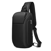GYakeog Sacoche Bandoulière Homme Imperméable Sac de Poitrine Léger pour Idée Cadeau Cyclisme Loisir Travail-Noir