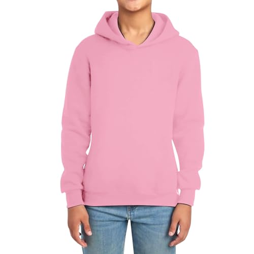 Youth Solid Classic Hoodies Soft Hooded Pullover Sweatshirts for Children, Cute Preppy Long Sleeve Active Pullover Tops4