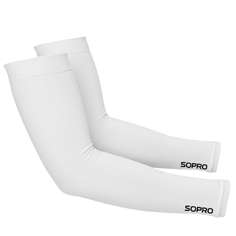 SOPRO Arm Sleeves for Men & Women, UV Sun Protection, Compression Support for Running, Cycling, Gym, Outdoor Sports, Black, 1 Pair-image-49
