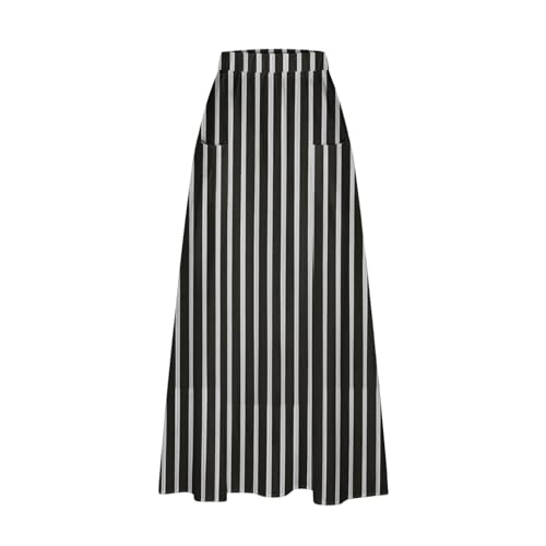 Womens Striped Skirts Casual Summer Skirts Plus Size Elastic Waist Skirts Loose Maxi Skirt with Pockets Pleated Skirt3