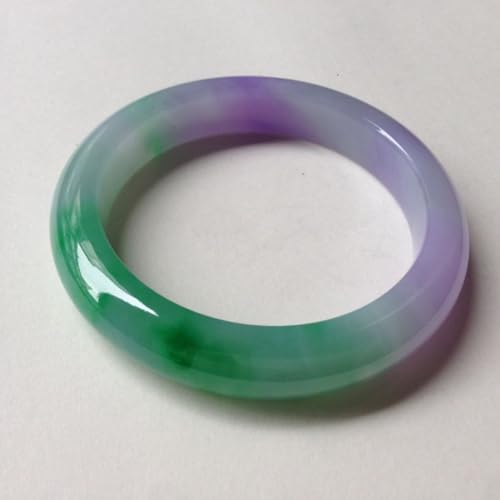 紫罗兰冰糯款式老坑阳绿飘花翡翠（ Natural Jade Bangle Bracelet Good Luck Wealth Bracelet With Box ） 手镯春带彩缅甸玉石镯子-Chu Wen Sheng25492