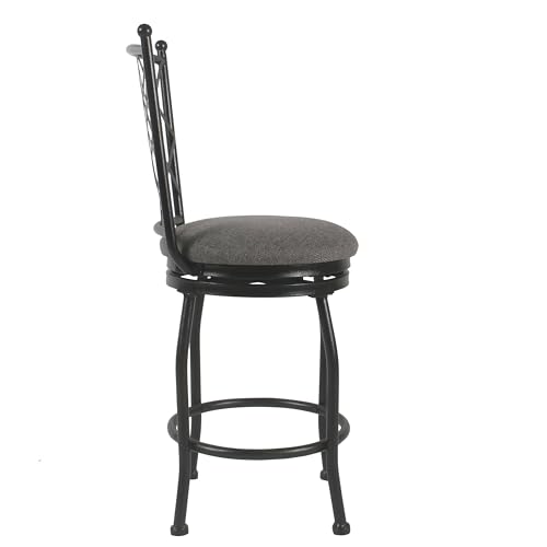 Image of HomePop Metal Counter Stool, 24-Inch, Gray Woven