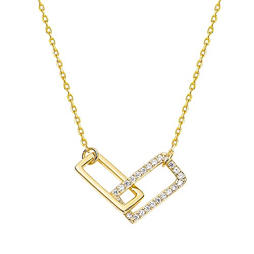 Collier pendentif rectangulaire en zircone cubique, bijoux exquis et ras du cou brillant
