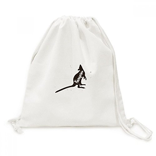 Sac à dos en toile avec cordon solide et imprimé kangourou rétro
