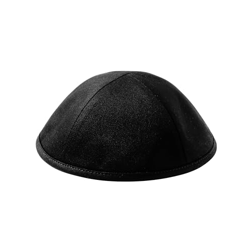 Image of iKippah Black Cotton Yarmulke with Rim, 4-Panel, 2-Pack for Men & Boys (Sizes 3-9)