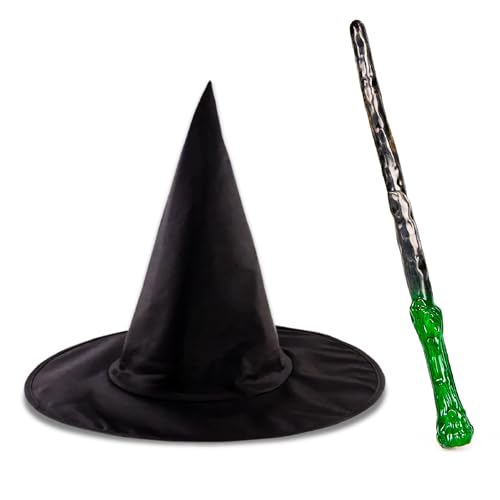 Image of WANNA PARTY Pack of 2 Kid's Hogwarts Student Witch Costume Hat with Harry The Magician Magic Wand for Pretend Play Party Costume Halloween Costume Cosplay Accessory|Magical Costume Theme Party