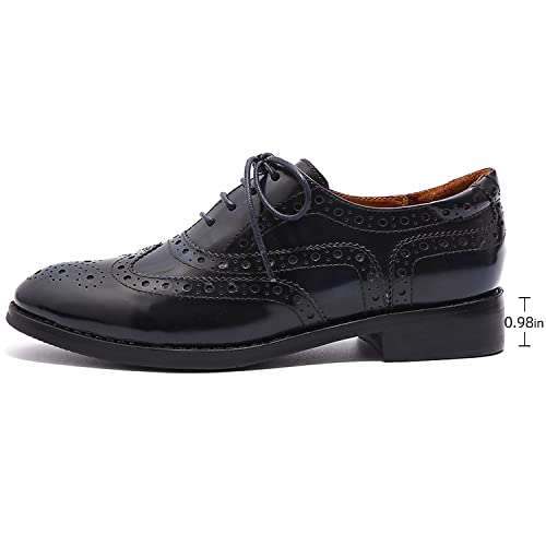Image of Mona flying Women's Leather Perforated Lace-up Oxford Brogue Wingtip Shoes