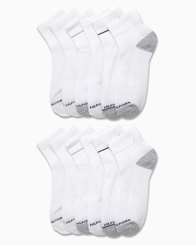 Image of Tommy Hilfiger Womens Quarter Socks - 12 Pack Athletic Performance Cushioned Running Socks for Women with Arch Support