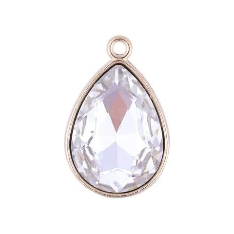 Pendants, Zinc Based Alloy, Glass Gold DIY Charms Drop Champagne Black White Champagne Rhinestone 23Mm X 15Mm, 10 Pcs Cover