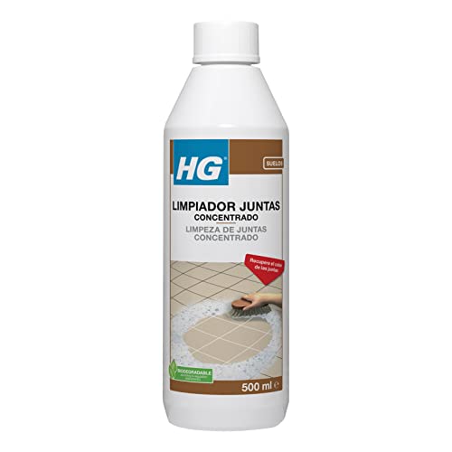 HG Limpiador de Juntas Concentrado para Paredes y Suelos, Elimina las Manchas Amarillas y Marrones de los Azulejos de Cocinas y Baños - 500ml