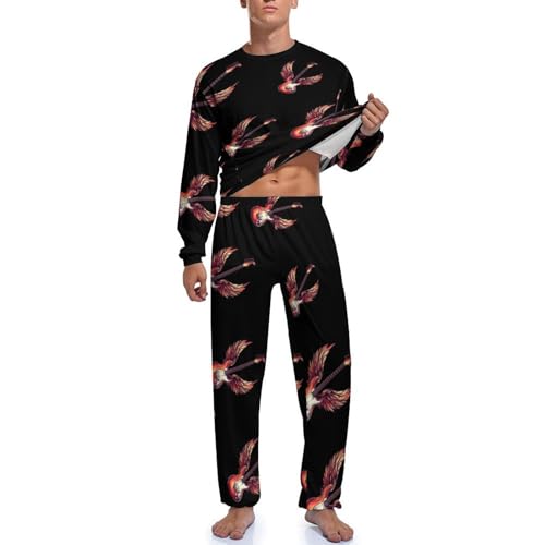 Guitar Mens Pajama Set Soft Long Sleeve Sleepwear Lounge Set Pjs3