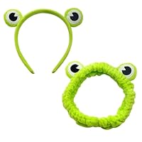 2 Stück Frosch-Stirnbänder, Big-Eye-Frosch-Stirnbänder, Elastische Frosch-Stirnbänder, Hautpflege-Stirnbänder, Make-Up-Stirnbänder, Lustige Frosch-Stirnbänder, Party-Dekoration, Tier-Stirnbänder