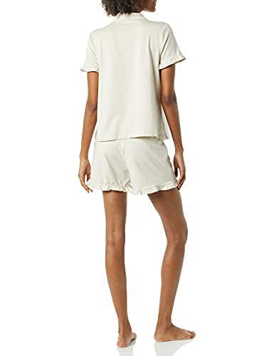 Amazon Essentials Women's Cotton Modal Piped Notch Collar Pajama Set (Available In Plus Size), Beige, Medium #TOP1