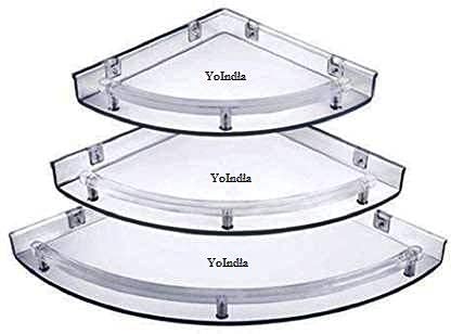 Yo India Home Decor Crystal Corner Shelves For Bathroom -3 Pieces, Abs Material (B09DW3LMMQ) Amazon Price History, Amazon Price Tracker