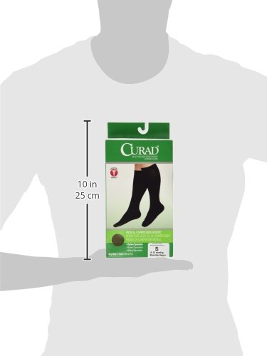 Image of CURAD Knee-High Compression Hosiery, 8 mmHg to 15 mmHg, Black, Size Small, 1 Count