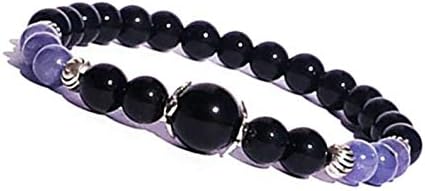 WORLD WIDE GEMSJewelry Natural Gemstone Tanzanite Crystal Bracelet Birthstone Jewelry Black Onyx Bracelets for Women Healing Crystals and Stones Stretch Bracelet