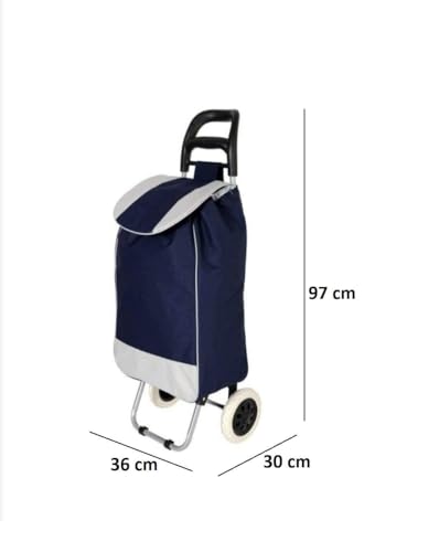 Image of Foldable Shopping Trolley Bag with Wheels Shopping Vegetable Trolley Multi-Purpose Grocery Bag Travel Luggage Cart Large & Lightweight Large Capacity & Easy to Carry Removable Bag (Pack of 1)