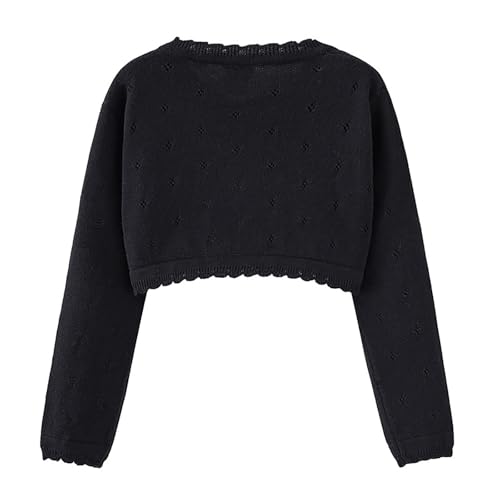 Crop Cardigan for Kids Girls Single Button 𝗥uffle Knit Sweater Lightweight Soft Cardigan Girls Long Sleeve Coat2