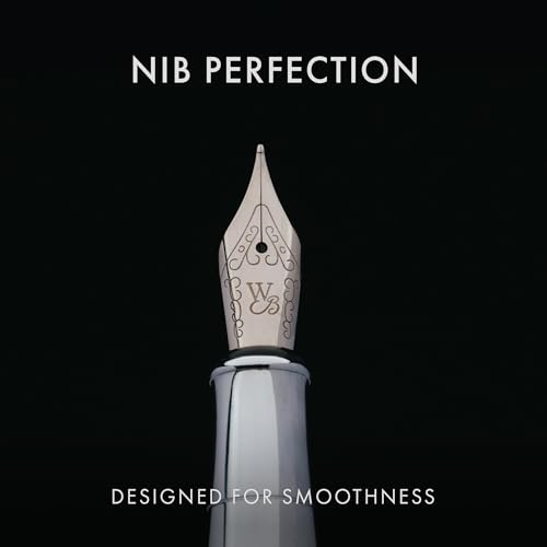 Image of Wordsworth & Black Luxury Fountain Pen Set for Writing, Medium Nib, Silver | Gift for Men & Women, Brass Body, German Iridium, Calligraphy, Converter + 24 Ink Cartridges, Refillable, Leak-Free