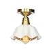 Półpłynne oświetlenie sufitowe Ceramiczne lampy wiszące, nowoczesna szczotkowa mosiężna oprawa oświetleniowa E27, przemysłowe lampy vintage blisko sufitu z przełącznikiem, do przedpokoju szafa pralnia