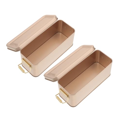 IWOWHERO 2-pc Sturdy Iron Tinplate Box Candy Tinplate Boxes Hinged Tin Easy Care Decorative Elegance