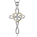 YFN Women Jewelry 925 Sterling Silver Platinum Polished Eternal Celtic Knot Cross Pendant Necklace 18"(Cross)