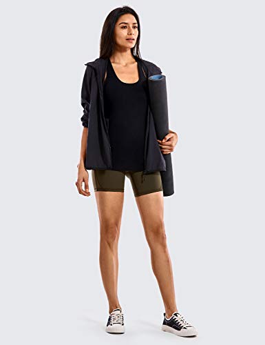 CRZ YOGA Women's Yoga Brushed Tank Tops with Built in Bra Racerback Workout Sports Shirts Black Medium