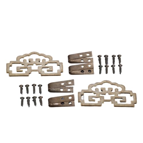 Image of FENG GUO 2Pcs Antique Bronze /Brass Decorative Frame Hanging Picture Oil Painting Mirror Frame Hooks Hanger with Screws Furniture Hardware(Antique Bron 60X36mm)