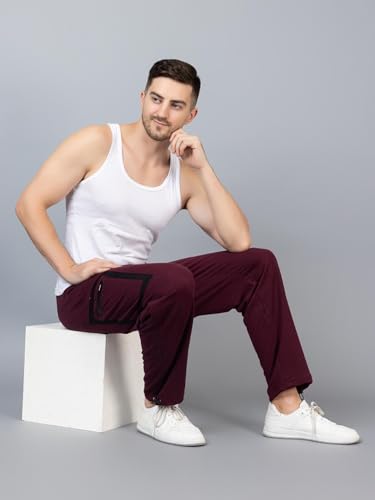Image of CHKOKKO Men's Regular Fit Mid Rise Designer Track Pant Lower with Pocket