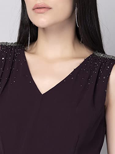 Image of FabAlley Women Maroon Embellished Maxi Dress