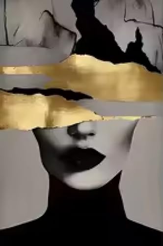 Affiche sur toile femme or noir 20x30 cm : tableau abstrait de luxe pour décoration murale