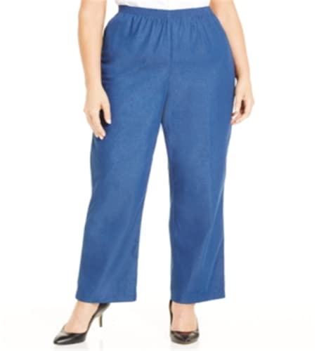 Alfred Dunner Womens Plus Denim Flat Front Casual Pants Blue 20W