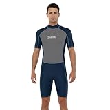 Sikma Muta da uomo in neoprene da 3 mm per surf e immersioni, a maniche corte, cerniera posteriore, flessibile e confortevole, perfetta per nuoto, immersioni subacquee, snorkeling (blu, L)