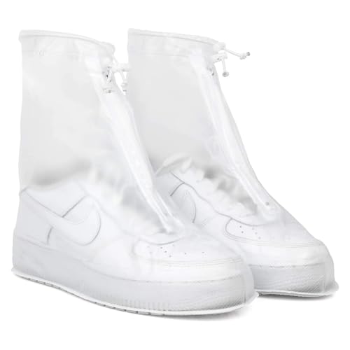 EnixwH Blanco Cubre Zapatos Impermeable Lluvia Reutilizables Protector Calzado Lluvia Botas de Agua para Días Lluviosos y Nevados, Montañismo, Viajes y Senderos Exteriores Embarrados (XXL)