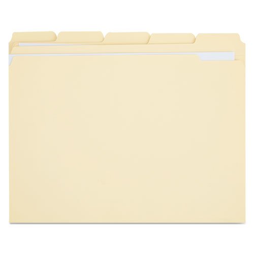 Universal 16115 File Folders, 1/5 Cut Assorted, Two-Ply Top Tab, Letter, Manila, 100/Box #TOP5