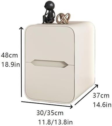 Modern Small Nightstand with 2 Drawers - Narrow Wooden Bedside Table, Stylish Home Accent for Living Room & Bedroom, Durable Design (Brown, 30 cm)