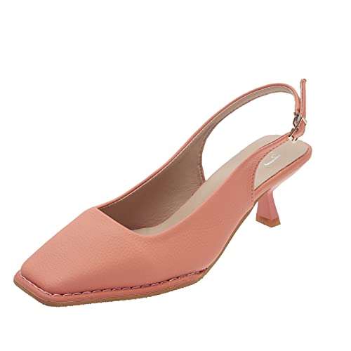 Sandales à plateforme rose pour femme avec talon moyen et sangle réglable en 37.5