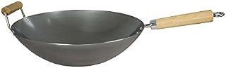 Dexam 12108514 Professional Carbon Steel Wok With Helper Handle 34 cm/14-inch , Black