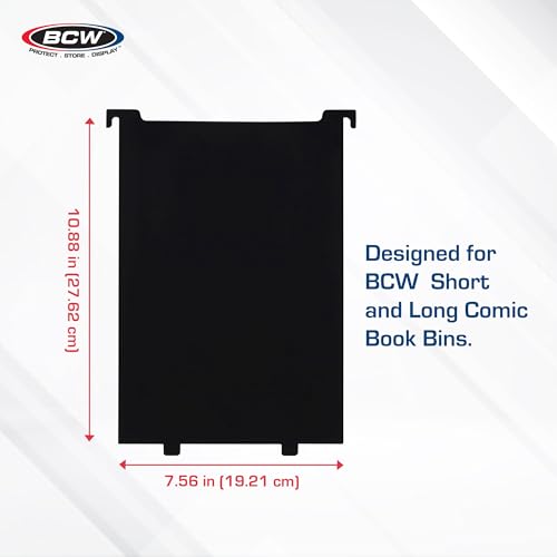 BCW Comic Bin Partitions, Black, 3 Pack, Exclusive Organizer for Short and Long Comic Book Bins | Notched Tabbed, and Structurally Supportive Dividers