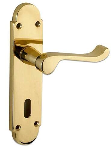 Ironmongery Solutions® Brushed Internal Scroll Door Handles Lock, Latch & Bathroom Sets in Polished Brass & Satin Chrome (Polished Brass, Lock)