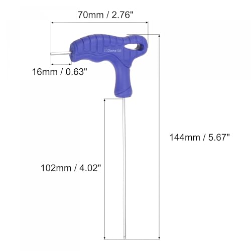 TOP-VIGOR 1Pcs 2mm Ball End Hex Key, T-Handle Hexagon Wrench Spanner, Metric CR-V Steel Allen Key Hand Tools for Repair and Maintenance - Image 2