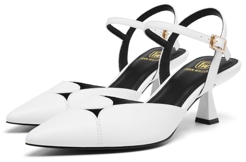 Women's Slingback Kitten Heels Closed Pointed Toe Pumps Dressy Strappy Ankle Office Low Heel Work Dress Shoes