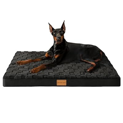 Patas Lague Orthopedic Large Dog Bed Washable Pet Crate Mat 56''X40'' Black